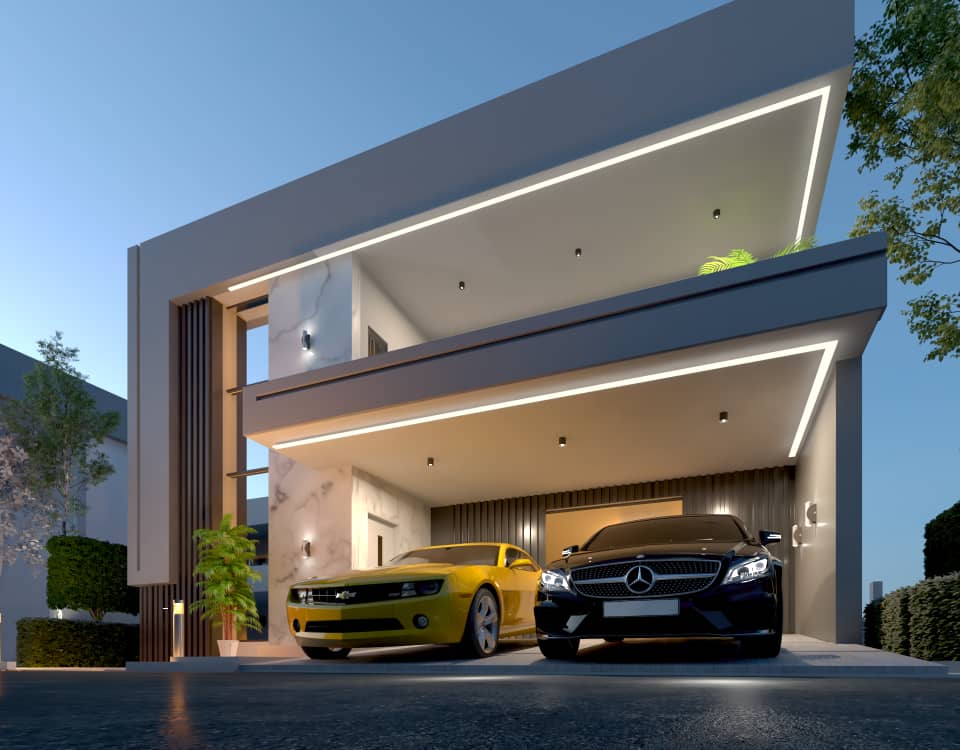 Modern architecture with glass and steel structures